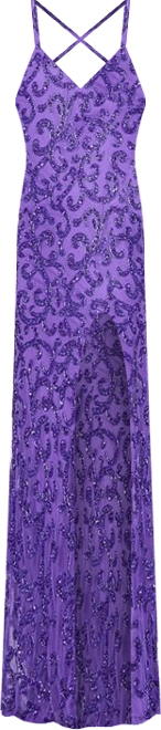 Women's Sultry Beaded Gown with Slit