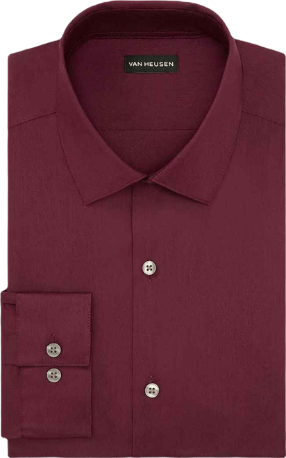 Van Heusen Ultra Flex Mens Slim Fit Stretch Fabric Wrinkle Free Long Sleeve Dress  Shirt