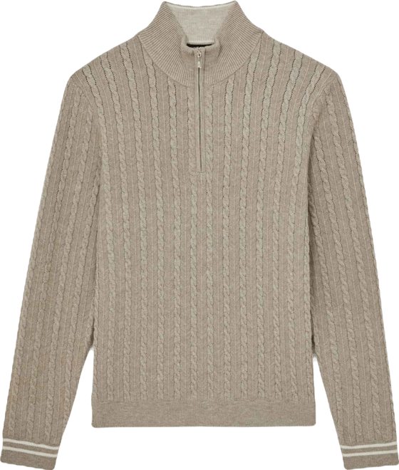 Men's Half-Zip Cable-Knit Wool Sweater