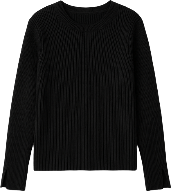 Women's Merino Wool Ribbed Slit Cuff Sweater