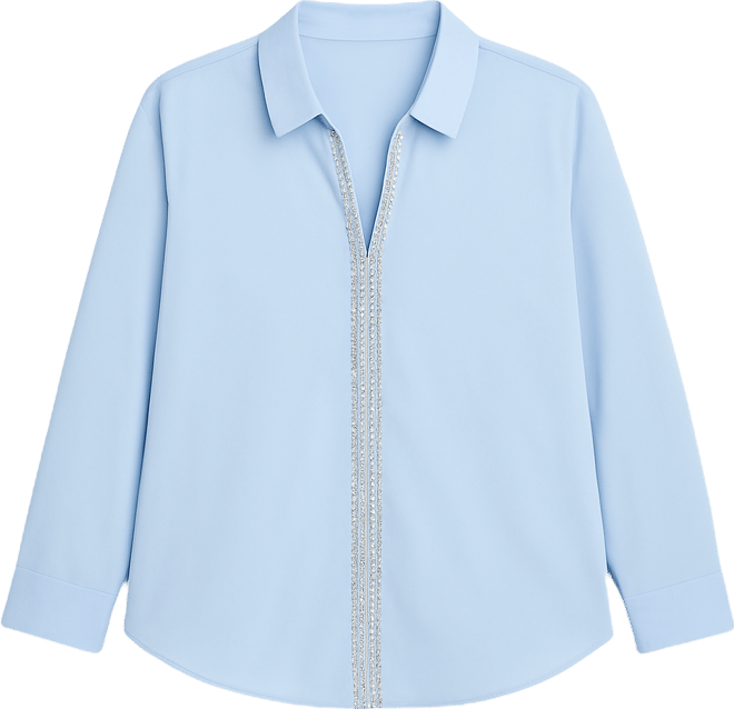 Trendy Plus Size Solid Embellished Popover Top, Macy's Exclusive