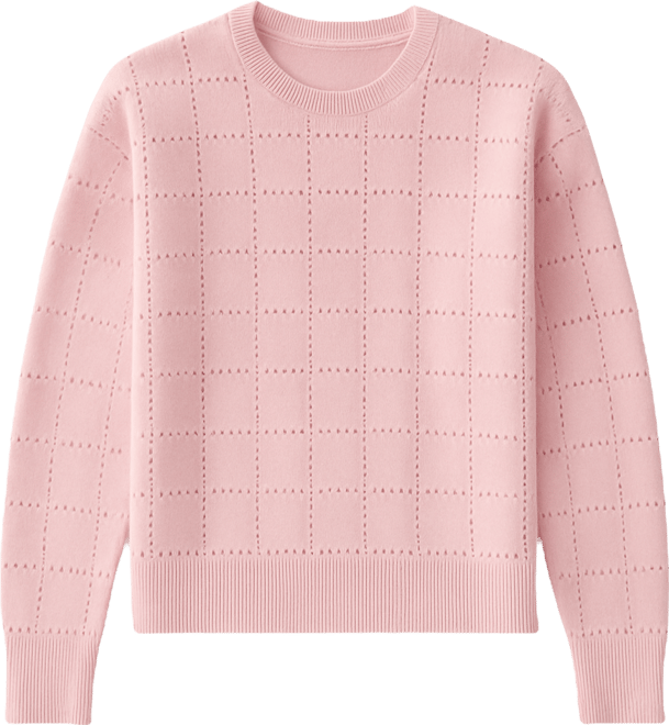 Women's Cashmere Pointelle Long Sleeves Sweater