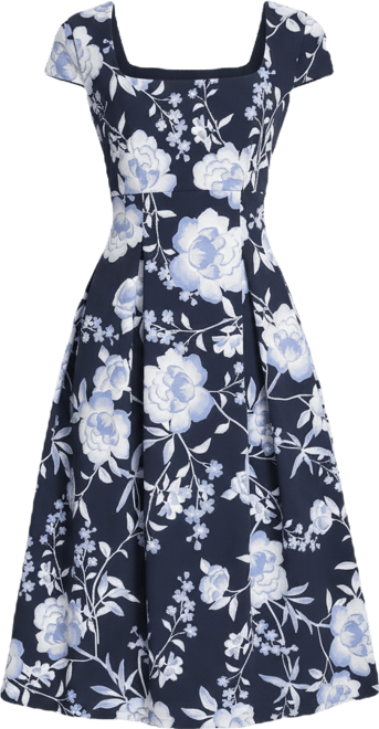 Women's Floral Print Square Neck Dress