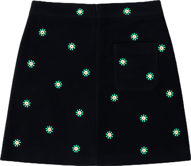 Women's Flower Embroidered Cord Mini Skirt