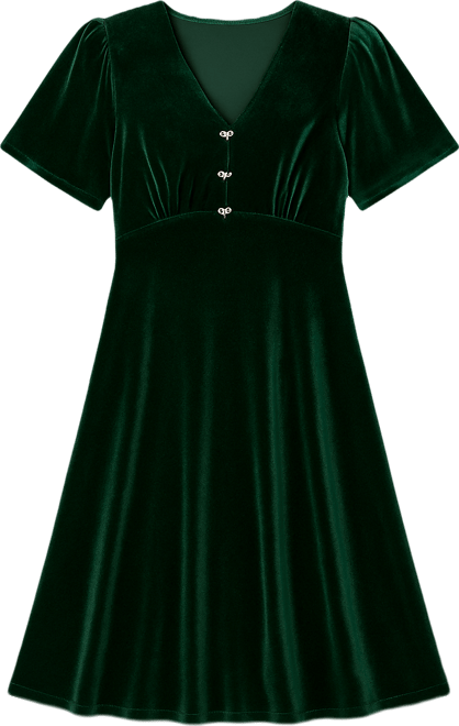 Women's Velvet Diamante Detail Skater Dress