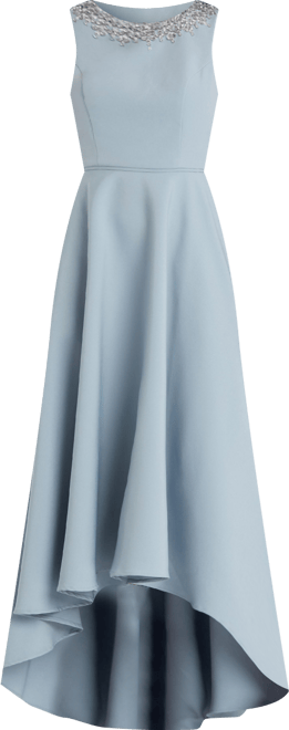 Women's Crepe Embellished Neck Sleeveless High Low Gown