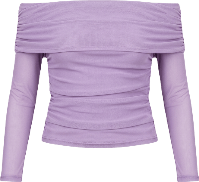 Women's Ashley Off Shoulder Mesh Long Sleeve Top
