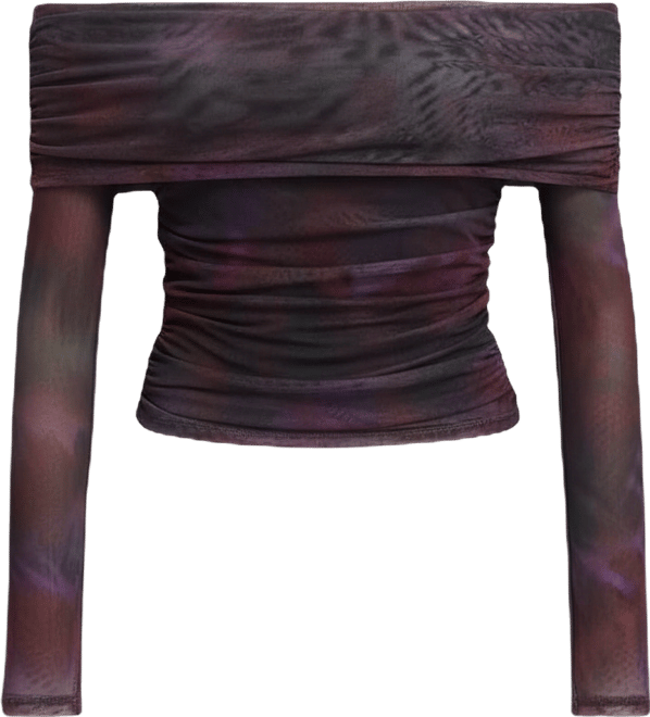 Women's Ashley Off Shoulder Mesh Long Sleeve Top