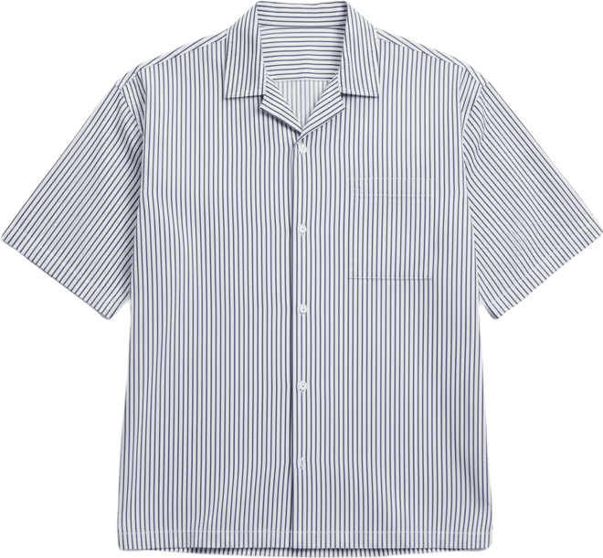 Men's Relaxed Fit Short Sleeve Striped Embroidered Button-Front Shirt, Macy's Exclusive