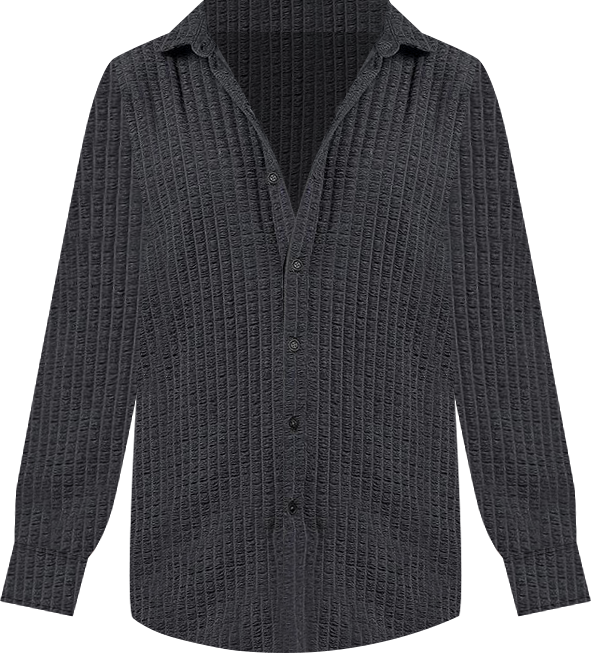Men's Charcoal Grey Cube-Textured Shirt