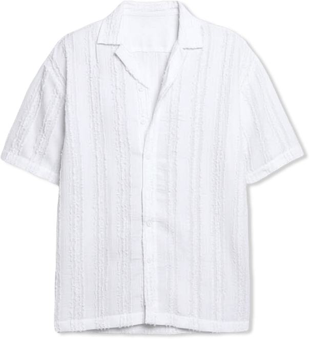 Men's Chalk White Unhemmed Striped Oversized Shirt