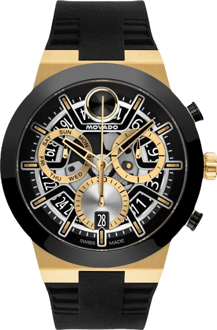 Men's Bold Fusion Swiss Quartz Chrono Black Silicone Watch, 44.50mm