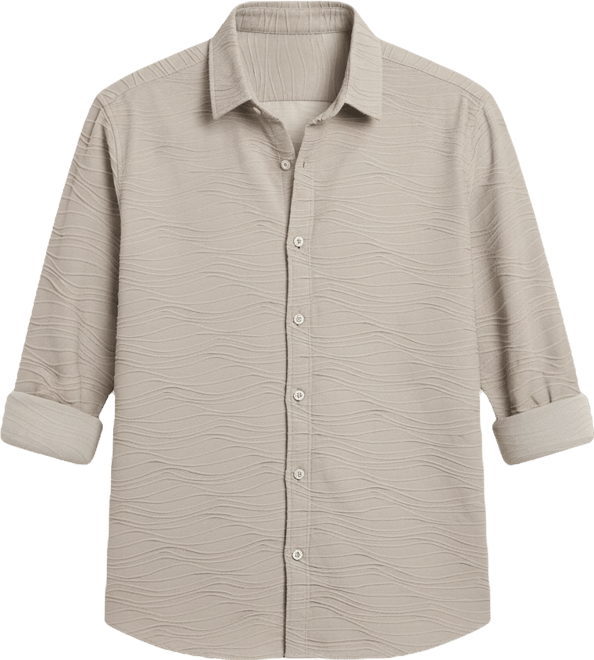 Men's Cloud Grey Self-Design Wave Shirt
