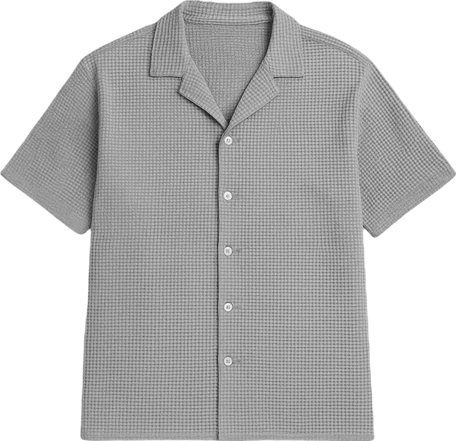 Men's Moon Grey Waffle-Knit Oversized Shirt