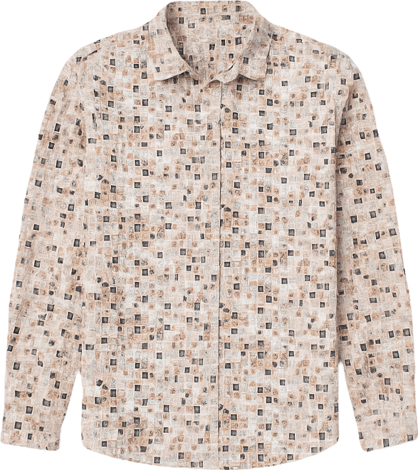 Men's Abstract Print Button Up Cotton Shirt
