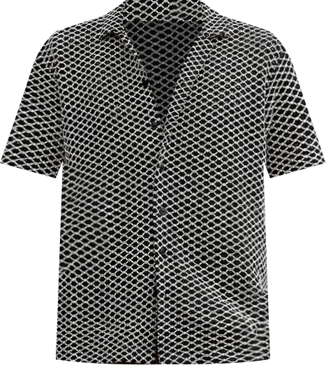 Men's Midnight Black & Powder White Contrast Rhombus Oversized Shirt