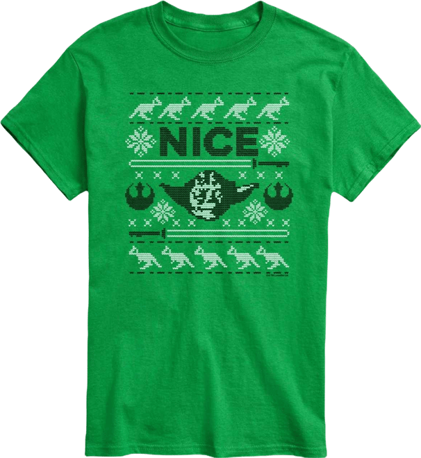 Men's Star Wars Christmas Nice Yoda Short-Sleeve Graphic T-Shirt