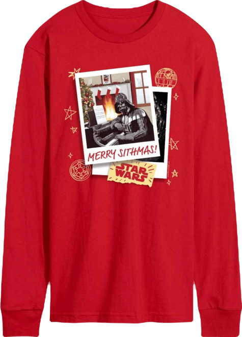 Men's Star Wars Christmas Merry Sithmas Darth Vader Long-Sleeve Graphic T-Shirt