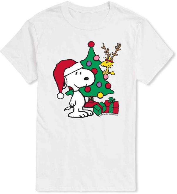 Men's Snoopy and Christmas Tree Graphic T-Shirt
