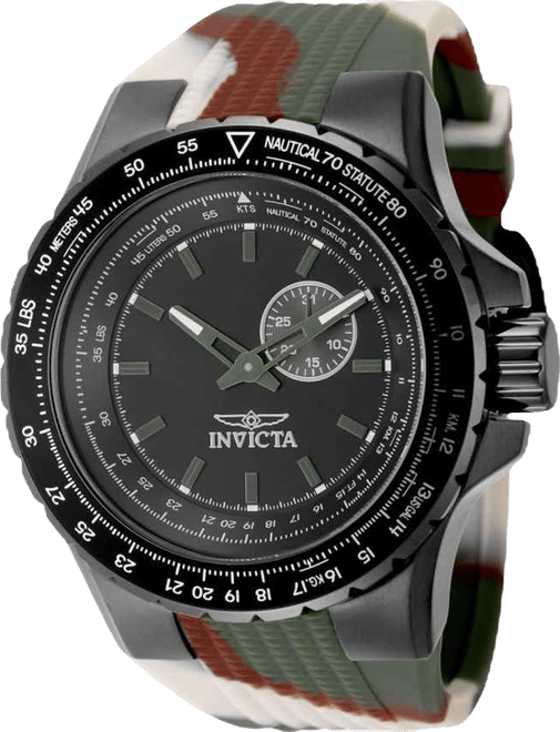 Men's 49730 Aviator Quartz VD72 Black Dial Watch