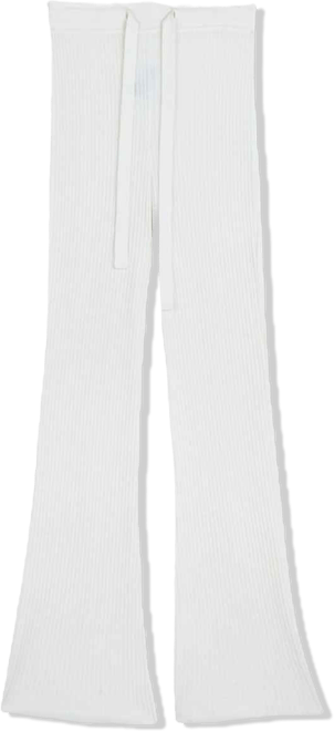 Women's Drawstring Ribbed Cotton Silk Cashmere Blend Flares