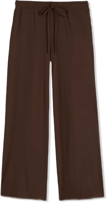 Petite Ribbed Knit High Rise Drawstring Wide-Leg Pants, Macy's Exclusive