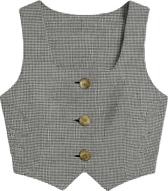 Women's Houndstooth Cropped Fitted Bodice Vest