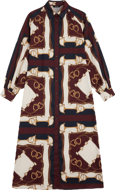 Plus Size Twill Point-Collar Midi Shirt Dress