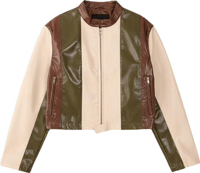 Women's Panelled Faux Leather Biker Jacket