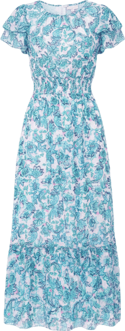 Women's Double Ruffle Short-Sleeve Maxi Dress