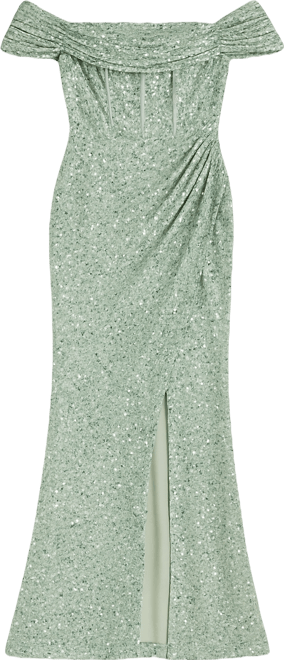 Women's Sequin Bardot Maxi Bridesmaid Dress