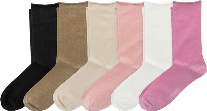 Women's Textured Solid Roll Top Socks, Pack of 6