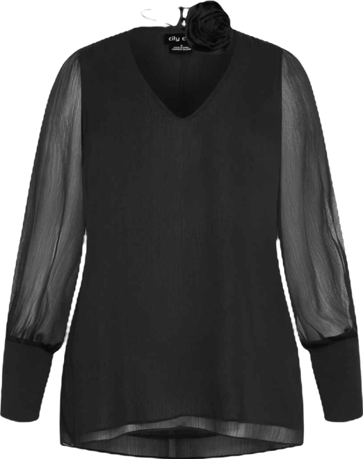 Plus Size Fleur 2 Piece Decorative Flower Neck Tie Top