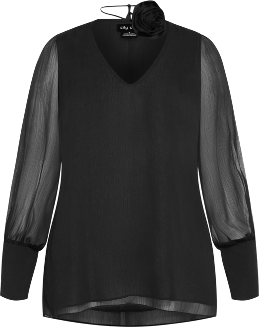 Plus Size Fleur 2 Piece Decorative Flower Neck Tie Top