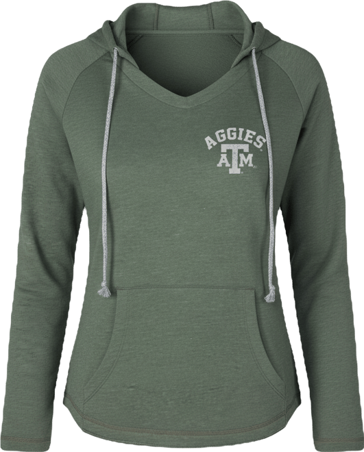 Women's&nbsp; Green Texas A&M Aggies Mainstream Terry Tri-Blend V-Neck Pullover Hoodie