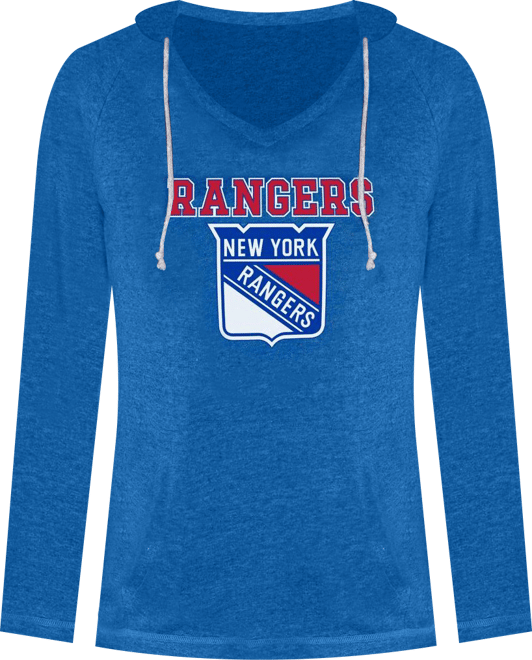 Women's Royal New York Rangers Mainstream Terry Tri-Blend Long Sleeve Hooded Top