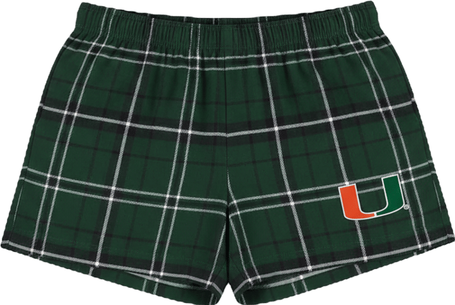 Women's Green/Black Miami Hurricanes Ultimate Flannel Shorts