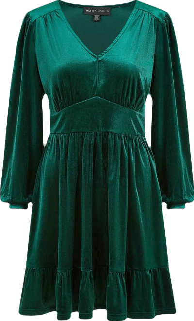 Women's Velvet Long Sleeve Skater Dress