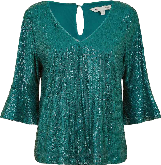 Women's Fluted Sleeve Sequin Top
