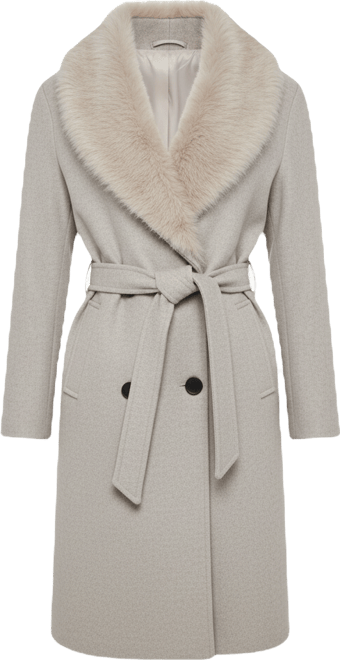 Women's Fur Collar Tie Waist Coat