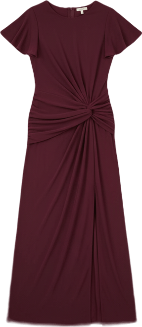 Women's Knot Panel Flutter Sleeve Stretch Dresses