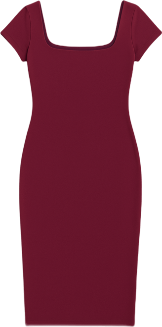 Women's Sculpting Shapewear Square Neck Cap Sleeve Solid Midi Dress