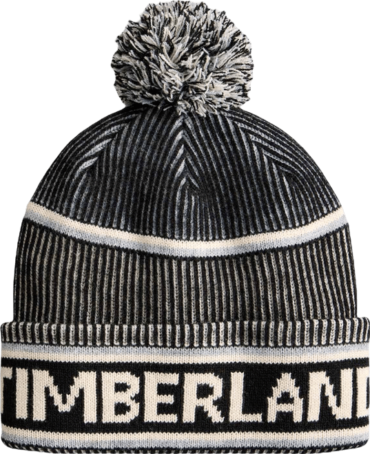 Men's Pom  Jacquard Logo Beanie Hat