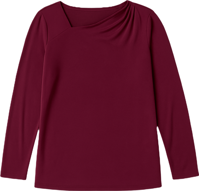 Plus Size Asymmetric-Neck Long-Sleeve Top, Macy's Exclusive