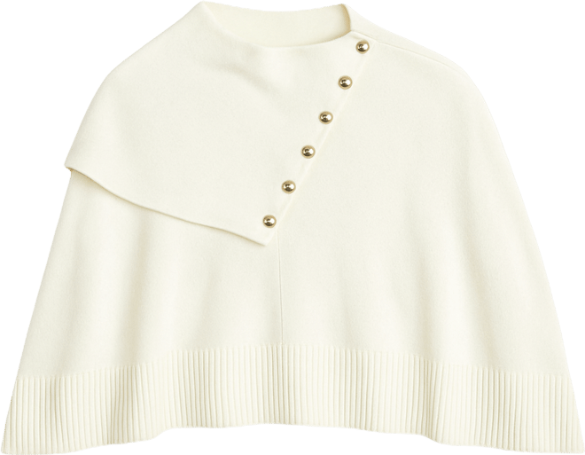 Women's Plus Size Button Detail Sweater Poncho