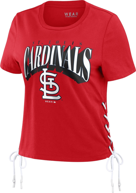 Women's Red St. Louis Cardinals Side Lace-Up Cropped T-Shirt
