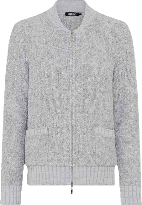 Women's Boucle Zip Front Cardigan