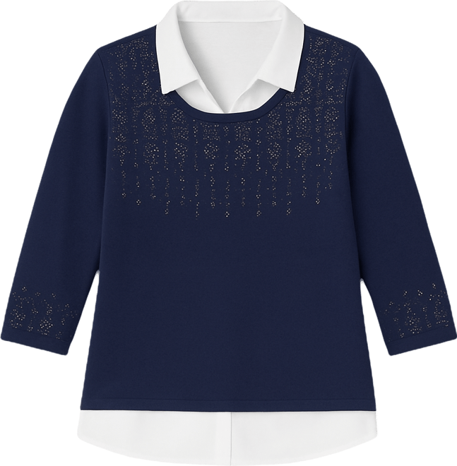 Women's Saratoga Springs Metallic Studded Textured Two in One Sweater