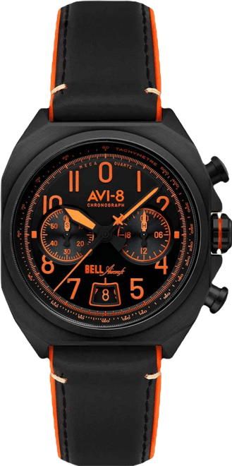 Men's Bell X-1 Black Leather Strap Watch, 41mm