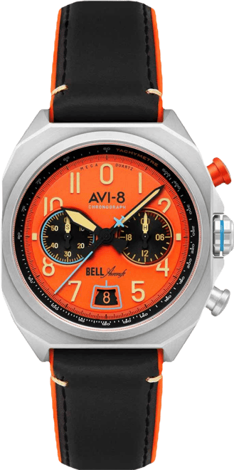 Men's Bell X-1 Black Leather Strap Watch, 41mm